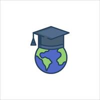 A graduation cap on top of a globe vector