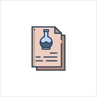 A chemical flask on a paper document vector