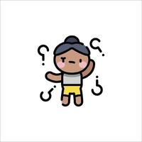 A cartoon character with question marks on it vector