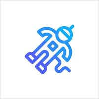 A robot icon with a blue outline vector