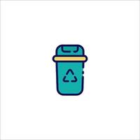 A trash can icon with a recycling symbol vector