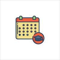 Calendar icon with graduation cap and graduation cap vector