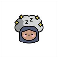 A cartoon character with a sleeping head vector