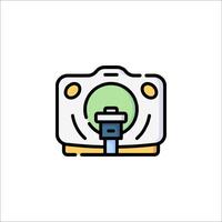 A camera icon with a green light on it vector