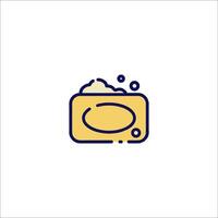 A soap bar icon with a yellow and blue outline vector