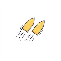 A rocket is flying through the air with a yellow rocket vector