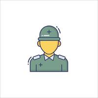 A soldier icon with a hat on his head vector