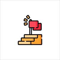 A red flag on top of a pile of bricks vector