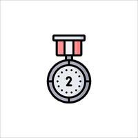 A medal with a ribbon on it and the number two vector