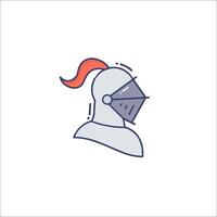 A knight helmet icon with a red head vector