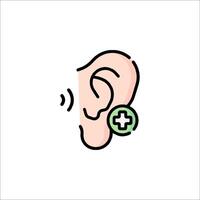 An ear with a plus sign on it vector