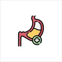 A flat icon of a stomach with a cross vector