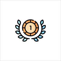 A number one in a laurel wreath icon vector