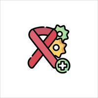 A red ribbon with gears and a cross vector