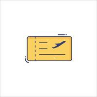 A ticket icon with a plane flying over it vector