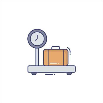 A suitcase and clock on a scale vector