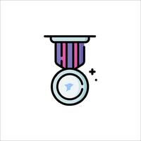 A medal icon with a blue and pink background vector