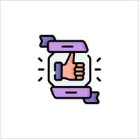 A thumbs up icon with a ribbon around it vector