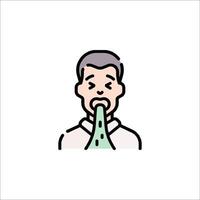 A man with a green tongue is holding his mouth vector