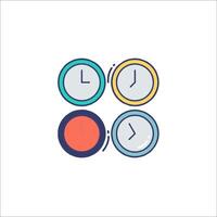 Four clocks in different colors on a white background vector