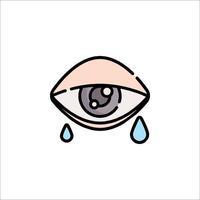 An eye with tears on it, with a white background vector