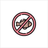 No fish sign icon isolated on white background vector
