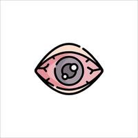 An eye icon with a pink and black outline vector