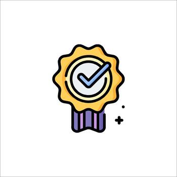 A badge icon with a check mark on it vector