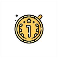 A gold coin with the number one on it vector
