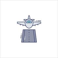 Airplane on runway icon line icon illustration vector