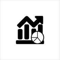 A black and white icon of a pie chart and a graph vector