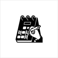 A black and white illustration of a calculator vector