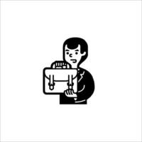 Businessman with briefcase icon illustration vector