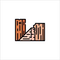 A line drawing of a building with a brick wall vector