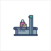 A luggage cart with a bag and a suitcase vector