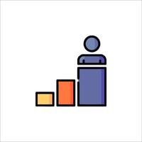 A person standing on a podium with a bar graph vector
