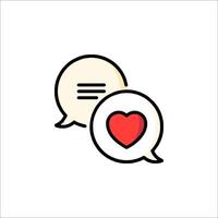 Two speech bubbles with a heart in the middle vector