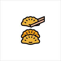 A cartoon of two dumplings with chopsticks vector