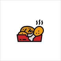 A chicken and fries icon in a box vector