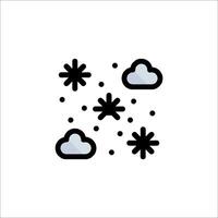 A black and white icon of snowflakes and clouds vector