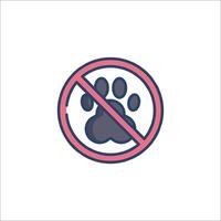 No pet allowed sign icon isolated on white background vector