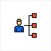 A person is standing in front of a tree with a tree diagram vector
