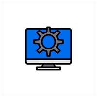 A computer monitor with a gear icon vector