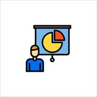 A man is standing in front of a presentation board vector