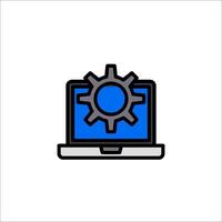 A laptop with a gear icon on it vector