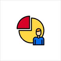 A man is standing in front of a pie chart vector