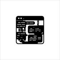 A black and white icon of a computer screen vector