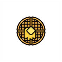 A waffle logo with a waffle in the middle vector