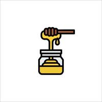 Honey jar icon with a wooden stick vector