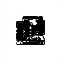 A black and white illustration of a computer vector